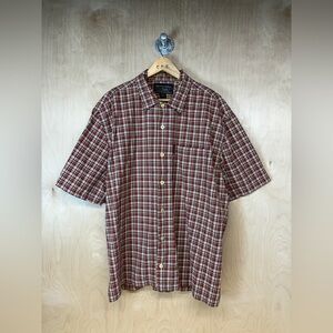 Vintage Abercrombie & Fitch Men's Burgundy Plaid Button Down Shirt